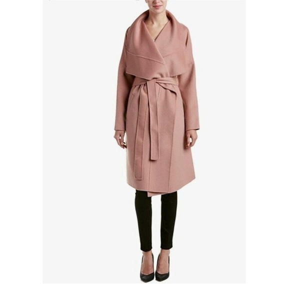 Badgley Mischka Jackets & Blazers - Badgley Mischka Sz M Lex Wool Blend Double Face Wrap Coat Draped Collar mauve